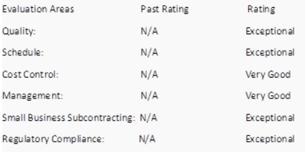 Recent CPARS from federal prime contract partners