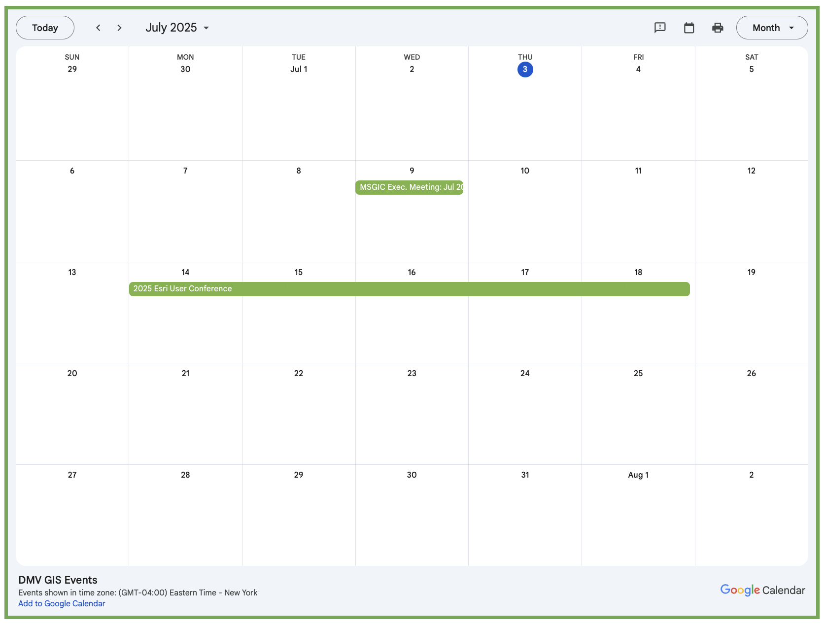 DMV GIS Event Calendar