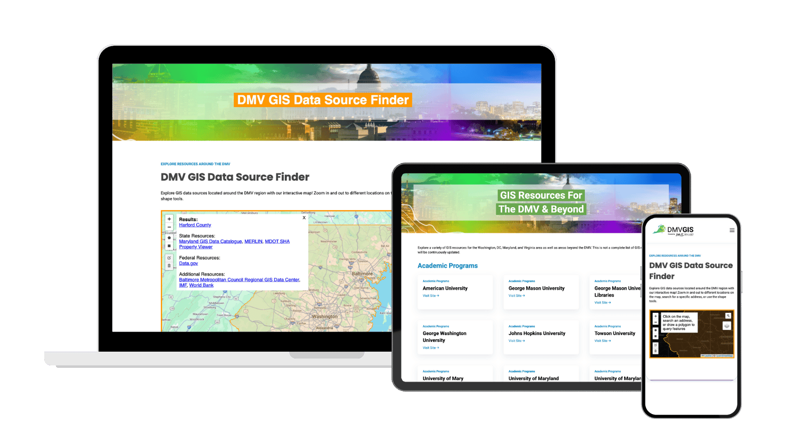DMV GIS website mock-up preview
