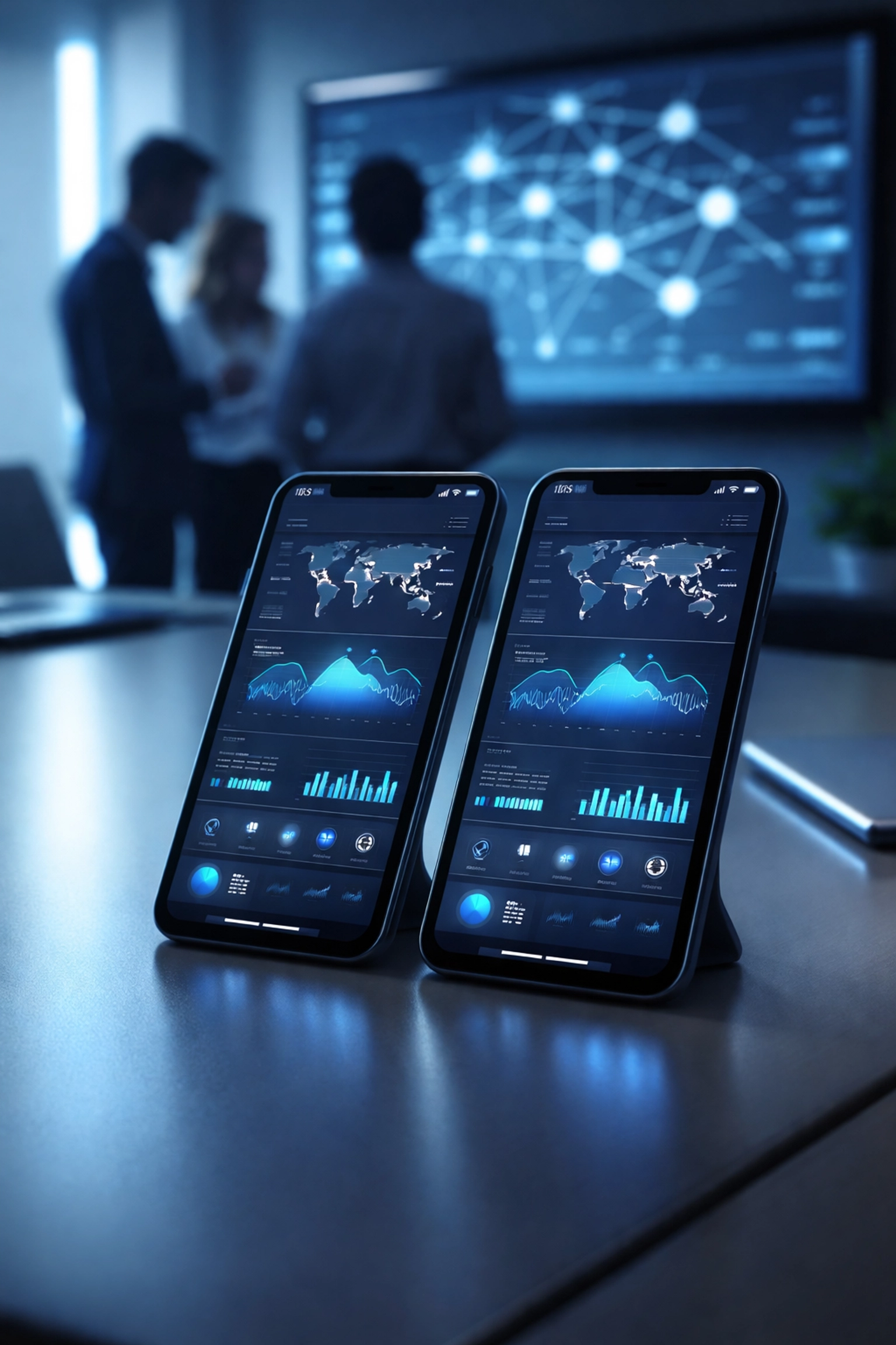 Smartphones displaying synchronized emergency data, illustrating offline mobile app data sync solutions